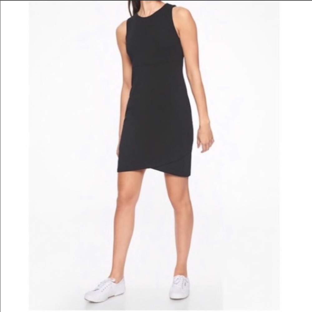 Athleta black tank tulip dress with side ruching
